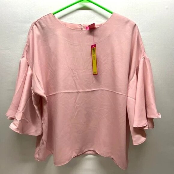 Catherine Malandrino Blouse Women's Small Mauve Pink 3/4 Flutter Sleeve Boho NWT - Picture 9 of 9